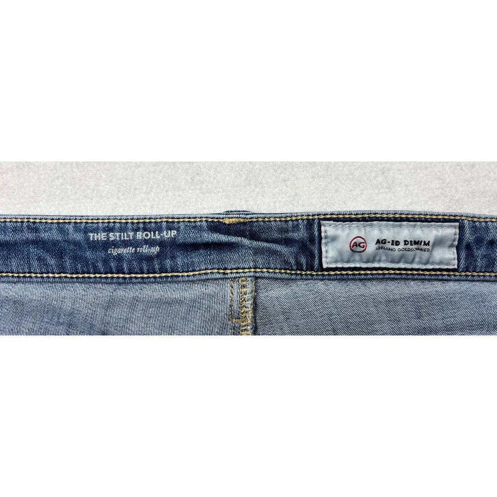 AG Adriano Goldschmied The Stilt Roll Up Cigarette Jeans Blue Size 32 Made USA‎